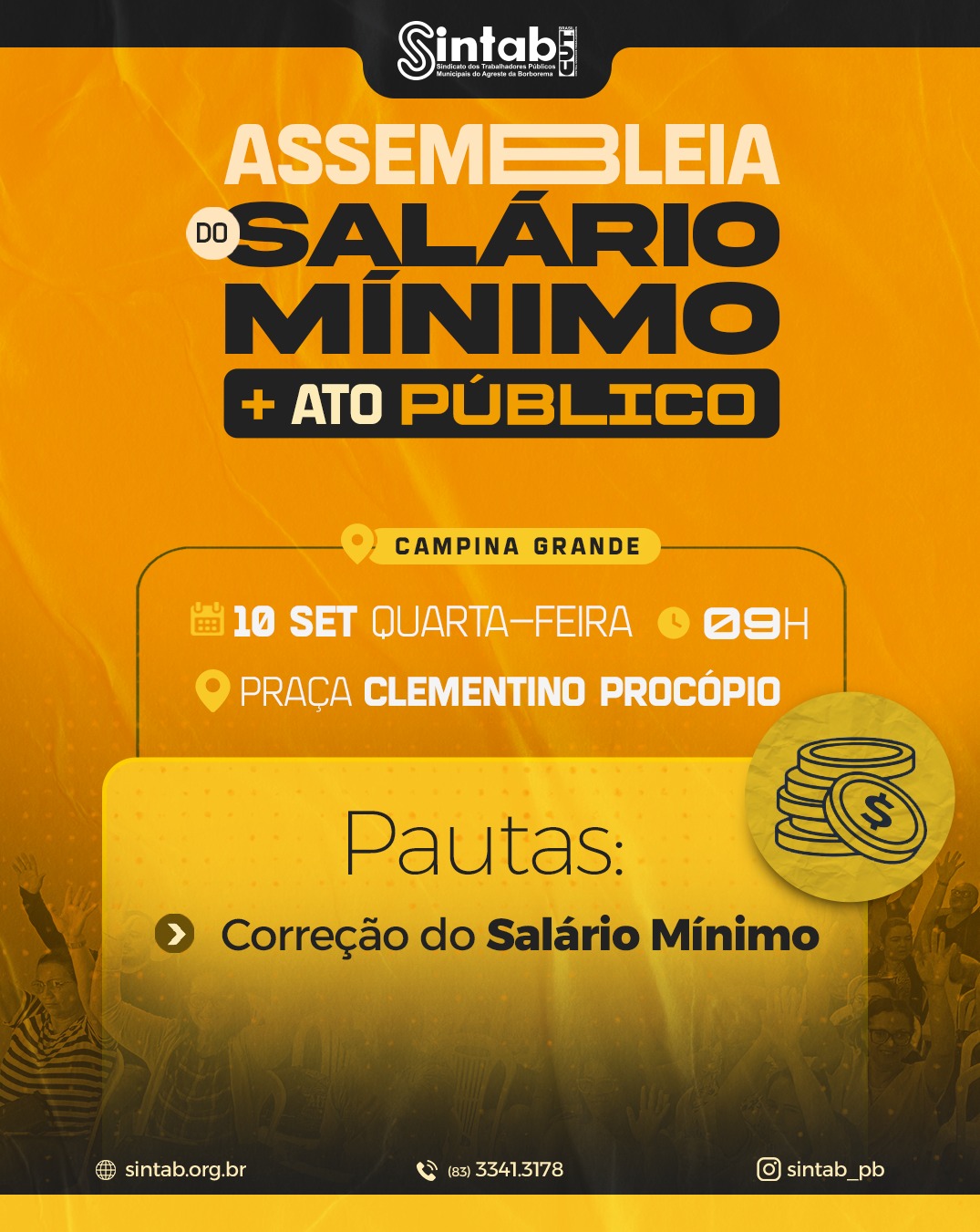 Sintab realiza ato público nesta quarta-feira em Campina Grande